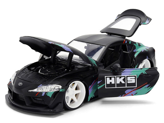 2020 Toyota GR Supra "HKS" Matt Black with Graphics "JDM Tuners" Series 1/24 Diecast Model Car by Jada Jada