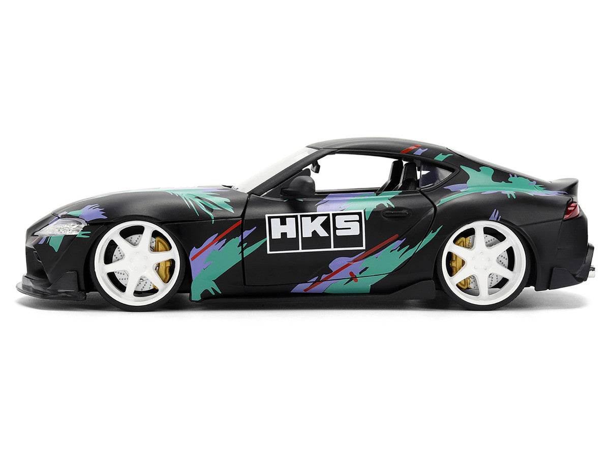 2020 Toyota GR Supra "HKS" Matt Black with Graphics "JDM Tuners" Series 1/24 Diecast Model Car by Jada Jada