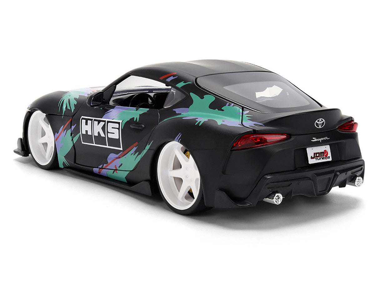 2020 Toyota GR Supra "HKS" Matt Black with Graphics "JDM Tuners" Series 1/24 Diecast Model Car by Jada Jada