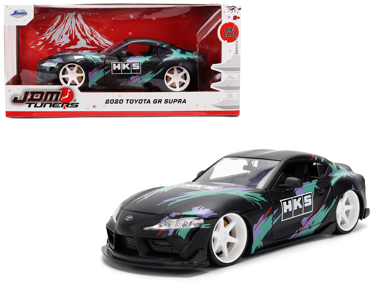 2020 Toyota GR Supra "HKS" Matt Black with Graphics "JDM Tuners" Series 1/24 Diecast Model Car by Jada Jada