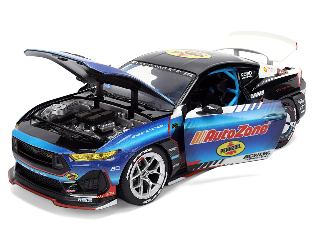 Ford Mustang RTR #130 James Deane "AutoZone" "Formula Drift PRO Championship" (2025) with Lights "RTR Vehicles" Series 1/24 Diecast Model Car by Jada Jada