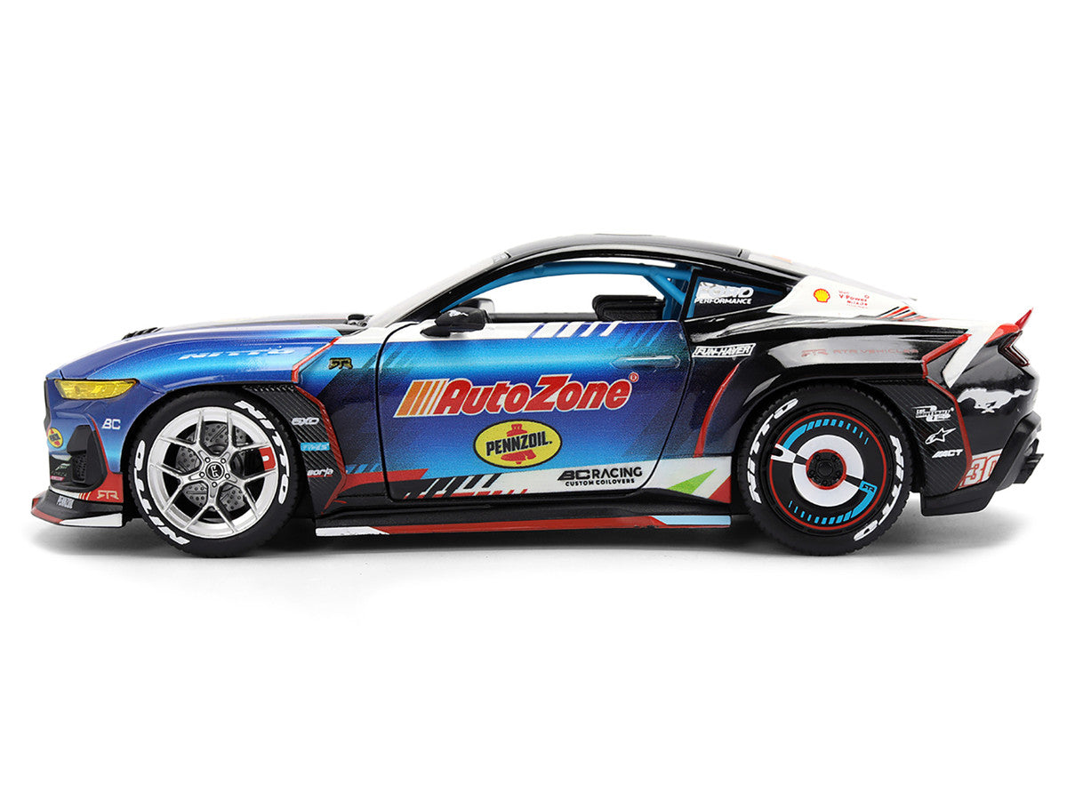 Ford Mustang RTR #130 James Deane "AutoZone" "Formula Drift PRO Championship" (2025) with Lights "RTR Vehicles" Series 1/24 Diecast Model Car by Jada Jada