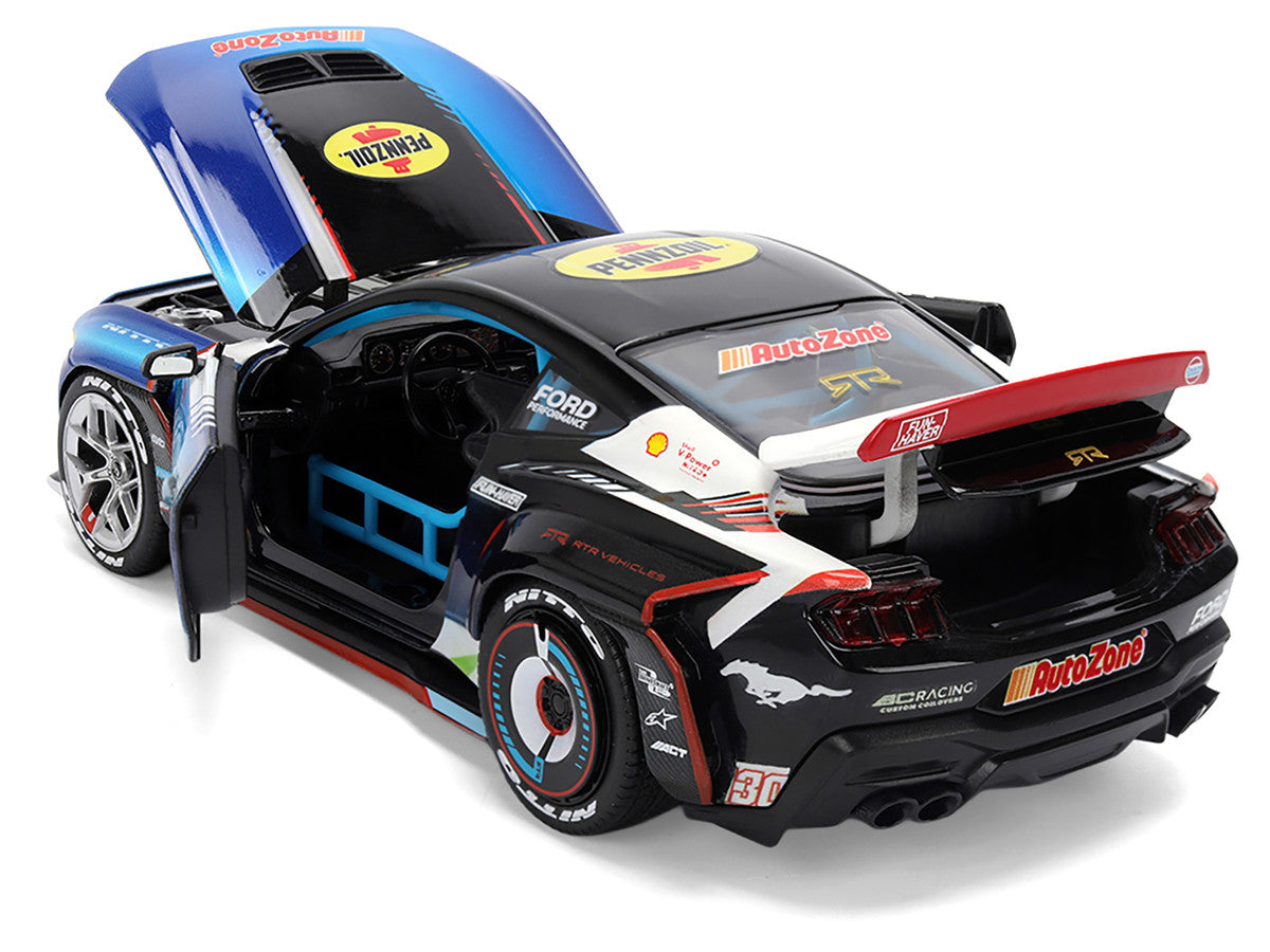 Ford Mustang RTR #130 James Deane "AutoZone" "Formula Drift PRO Championship" (2025) with Lights "RTR Vehicles" Series 1/24 Diecast Model Car by Jada Jada