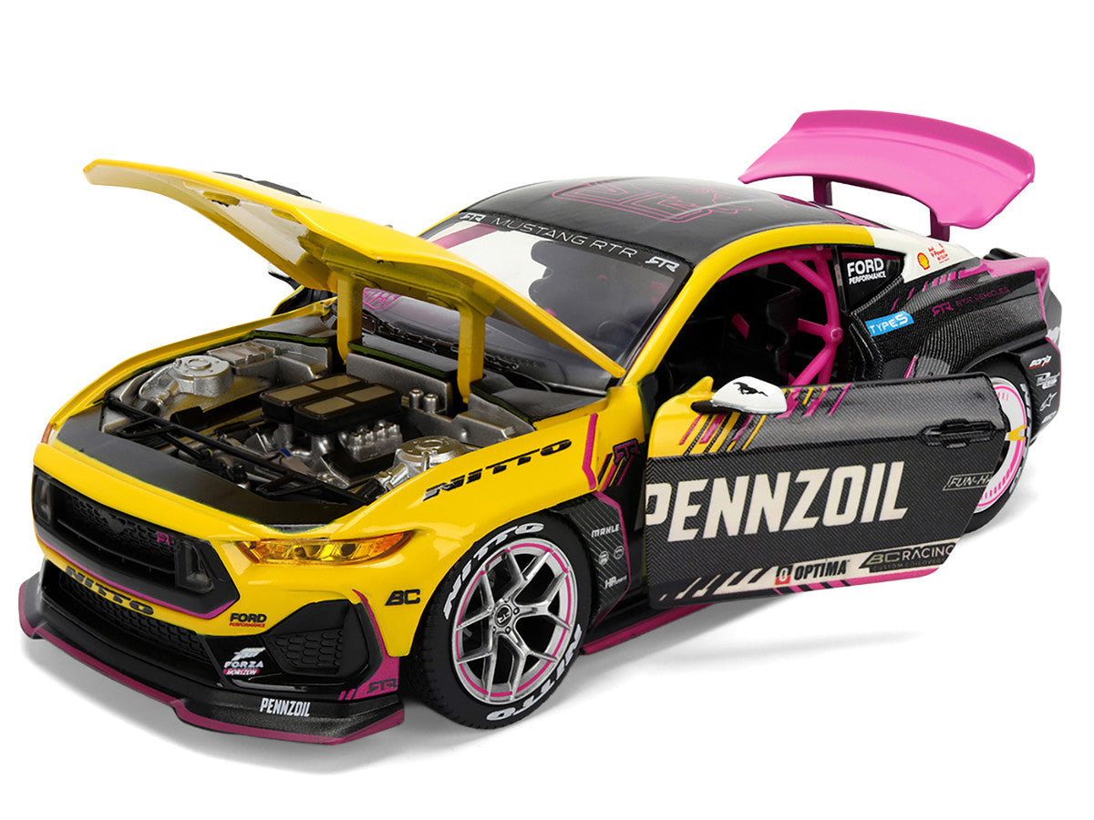 Ford Mustang RTR #213 Ben Hobson "Pennzoil" "Formula Drift PRO Championship" (2025) with Lights "RTR Vehicles" Series 1/24 Diecast Model Car by Jada Jada
