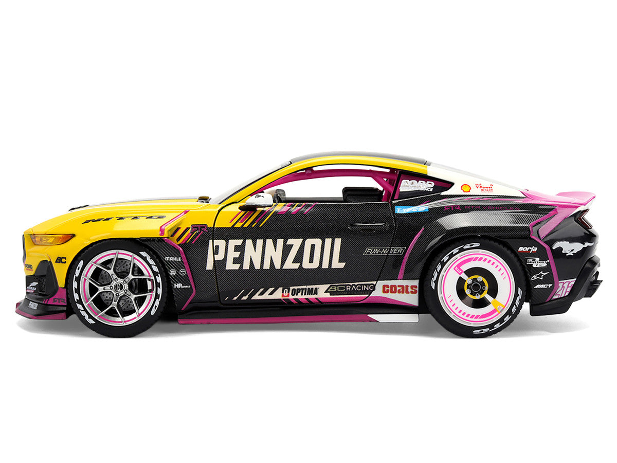 Ford Mustang RTR #213 Ben Hobson "Pennzoil" "Formula Drift PRO Championship" (2025) with Lights "RTR Vehicles" Series 1/24 Diecast Model Car by Jada Jada
