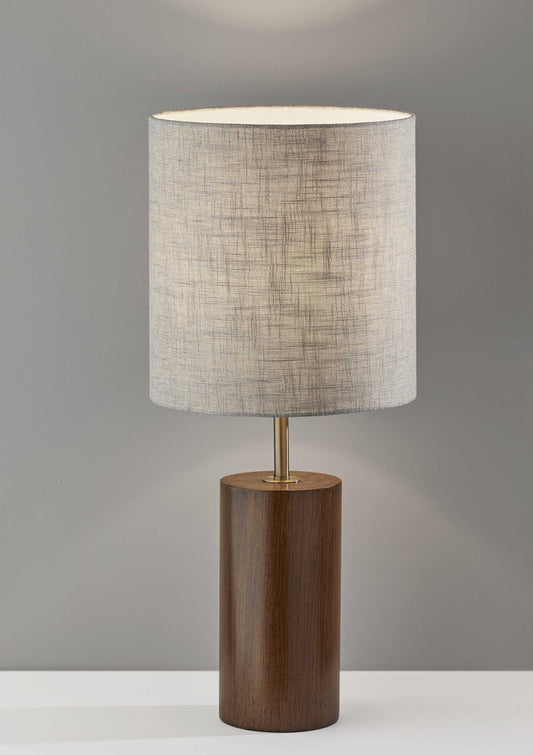Walnut Wood Circular Block Table Lamp