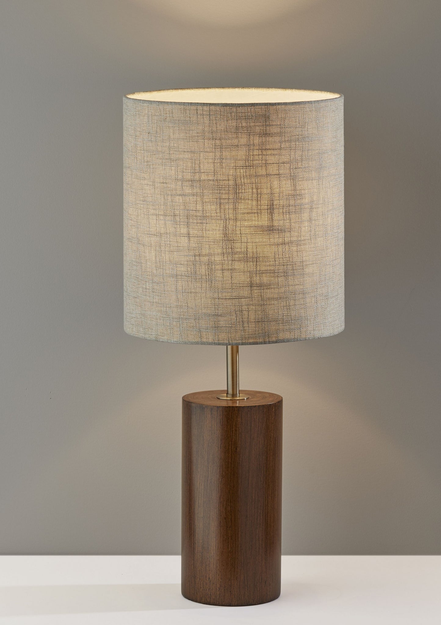 Walnut Wood Circular Block Table Lamp