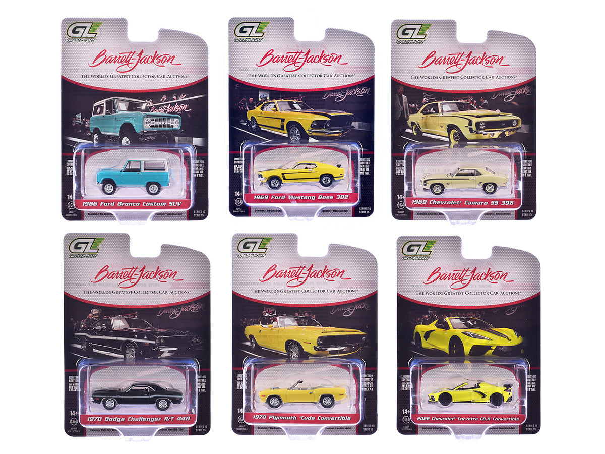 "Barrett-Jackson" Series 15 Set of 6 Cars 1/64 Diecast Model Cars by Greenlight-0