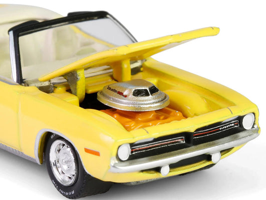 1970 Plymouth 'Cuda Convertible Yellow "Barrett-Jackson" Series 15 1/64 Diecast Model Car by Greenlight Greenlight