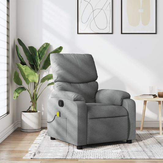 Massage Recliner Chair Light Gray Fabric W2B