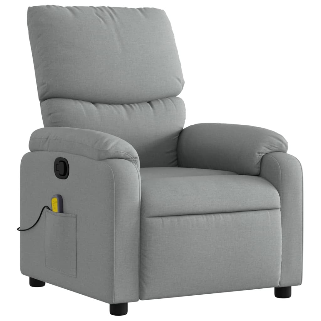 Massage Recliner Chair Light Gray Fabric W2B