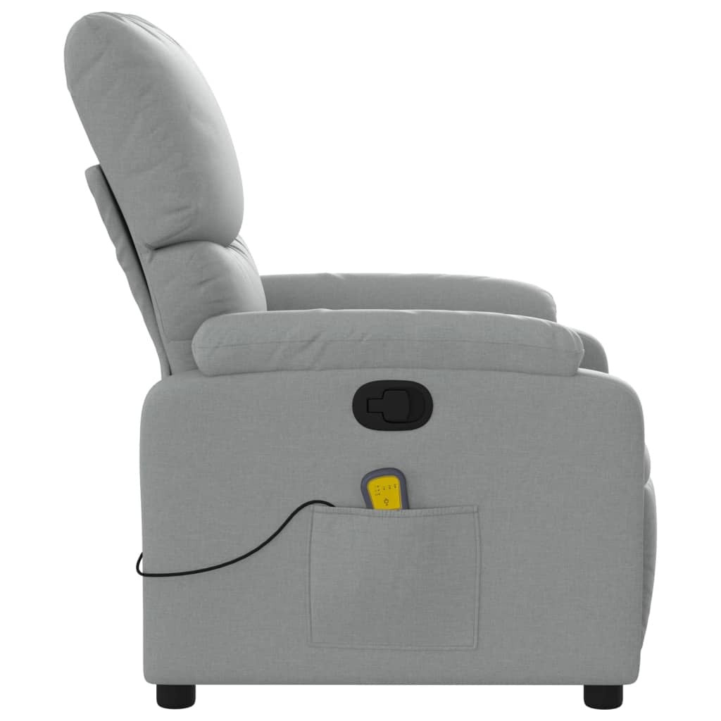 Massage Recliner Chair Light Gray Fabric W2B