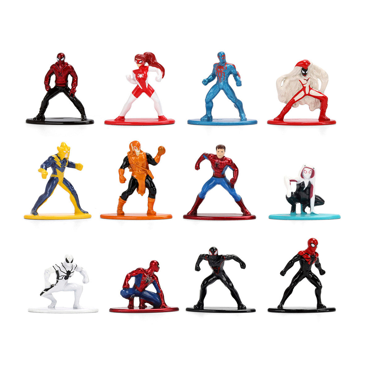 Set of 12 Diecast Figures "Spider-Man" Franchise "Nano Metalfigs" Series Diecast Models  by Jada Jada