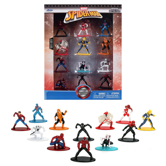 Set of 12 Diecast Figures "Spider-Man" Franchise "Nano Metalfigs" Series Diecast Models  by Jada Jada