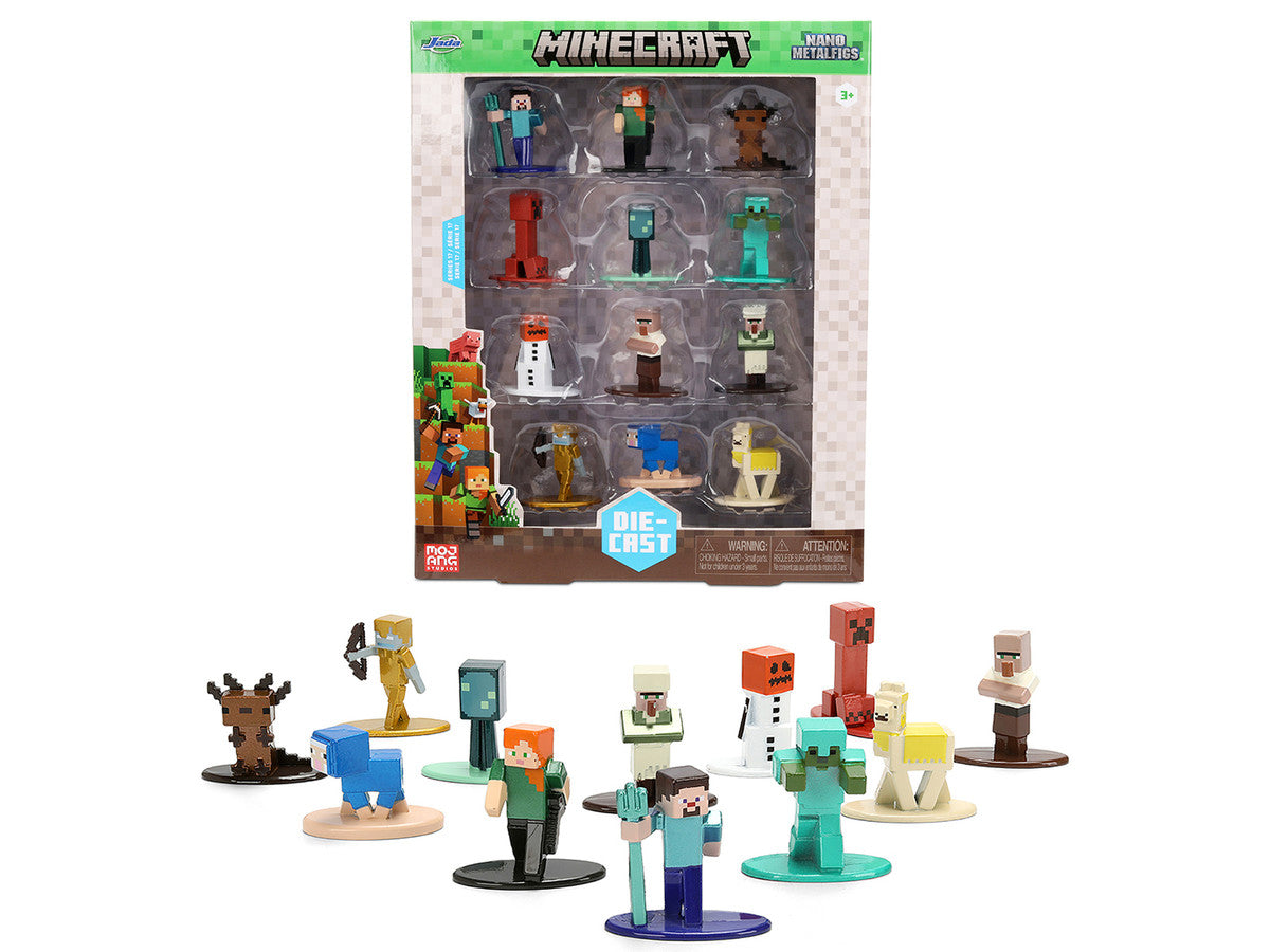 Set of 12 Diecast Figures "Minecraft" Video Game "Nano Metalfigs" Series Diecast Models by Jada Jada