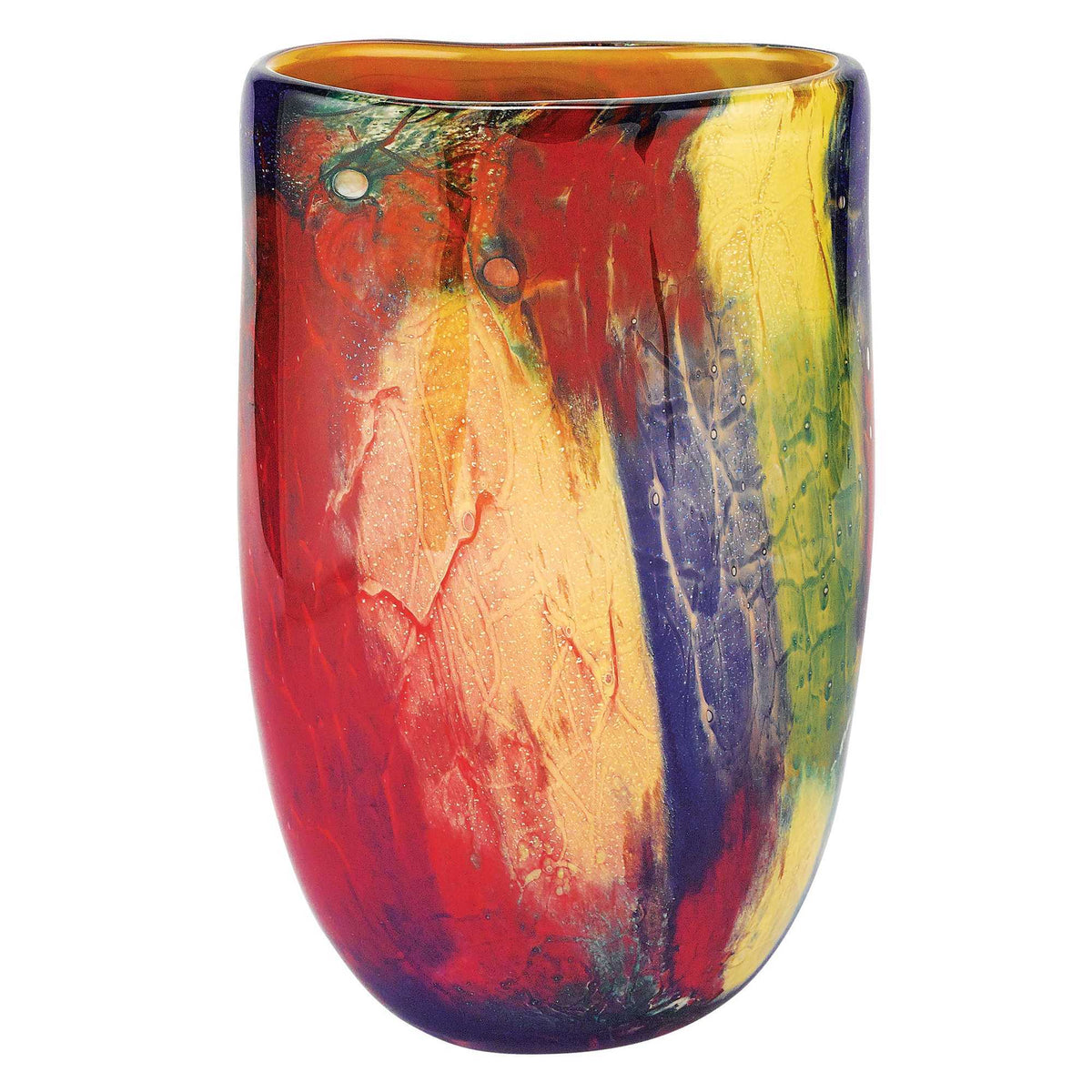 11 Multicolor Art Glass Oval Vase W2B