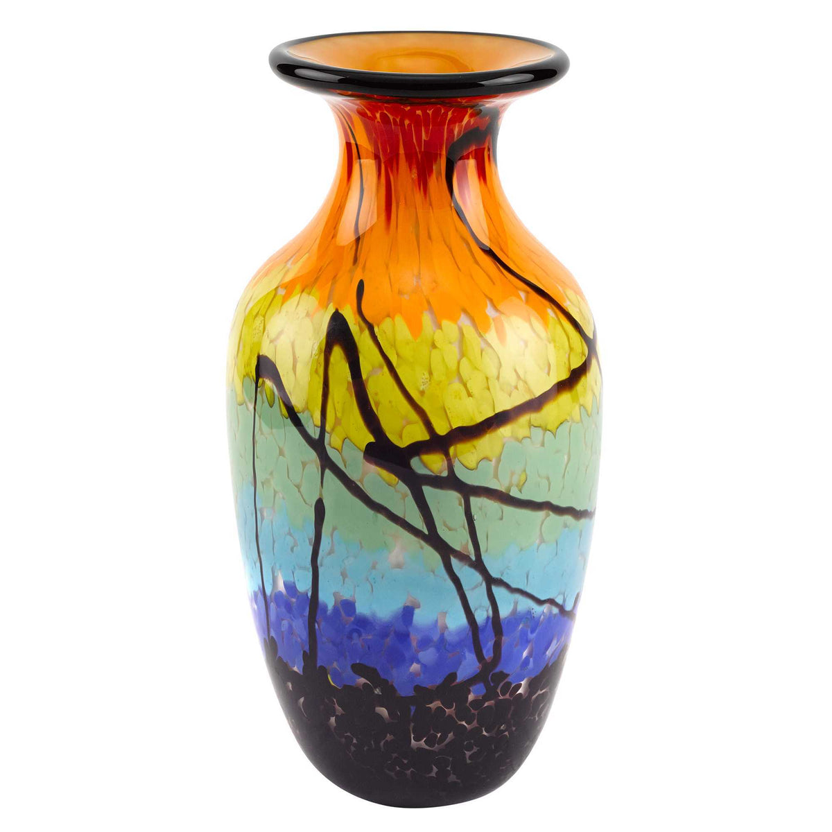 10.5 Mouth Blown Art Glass Urn Shape Decorative Vase W2B