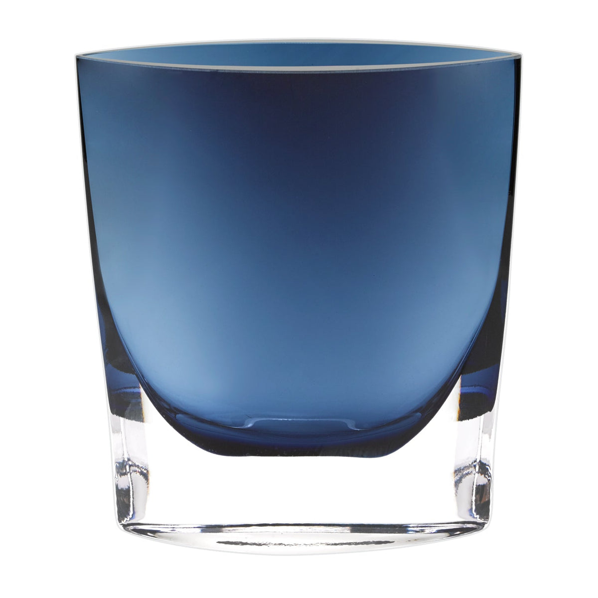 8 Mouth Blown Glass European Made Midnight Blue Pocket Shaped Vase W2B