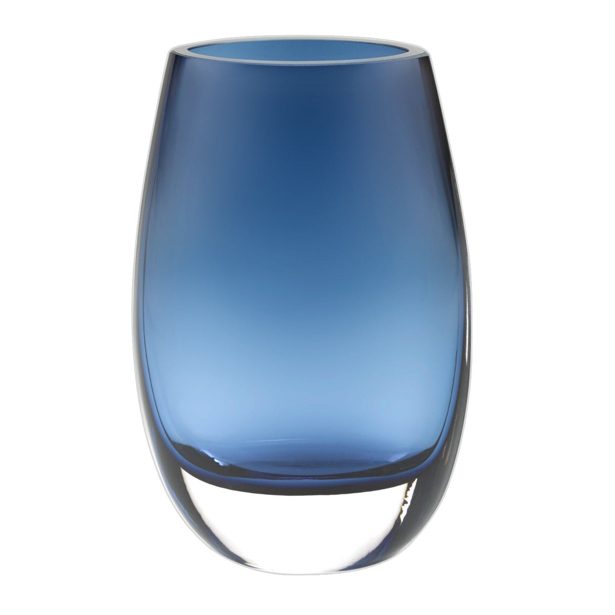8 Mouth Blown Crystal Oval Thick Midnight Blue Walled Vase W2B
