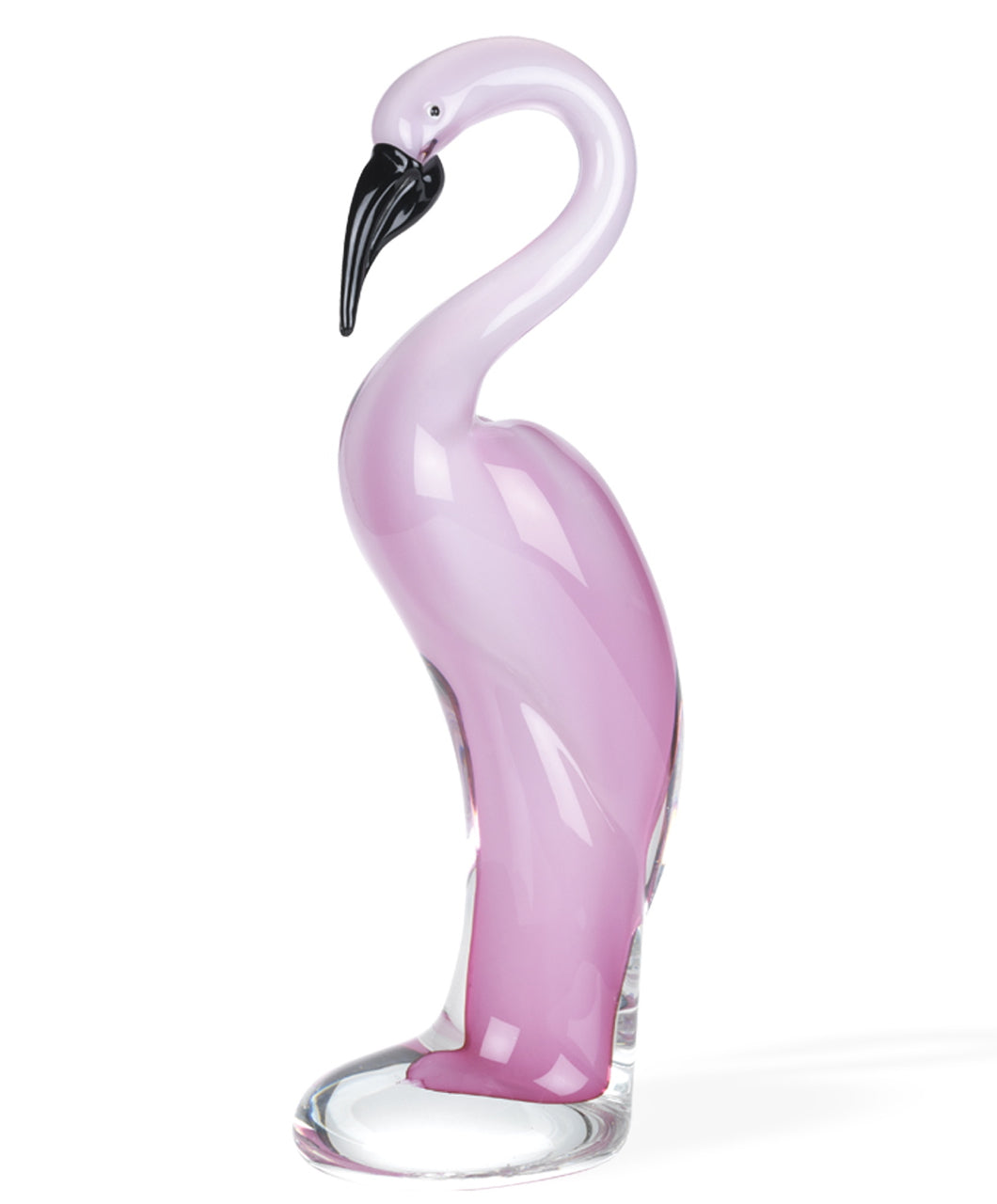 15" Pink Murano Glass Flamingo Figurine Tabletop Sculpture W2B
