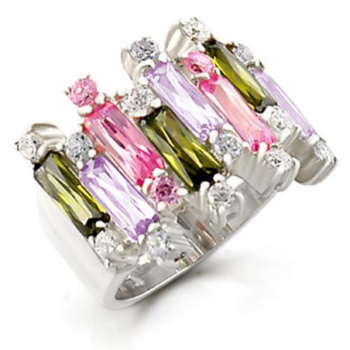 Kora Cocktail Ring - 925 Sterling Silver, AAA CZ , Multi Color - 37611-1