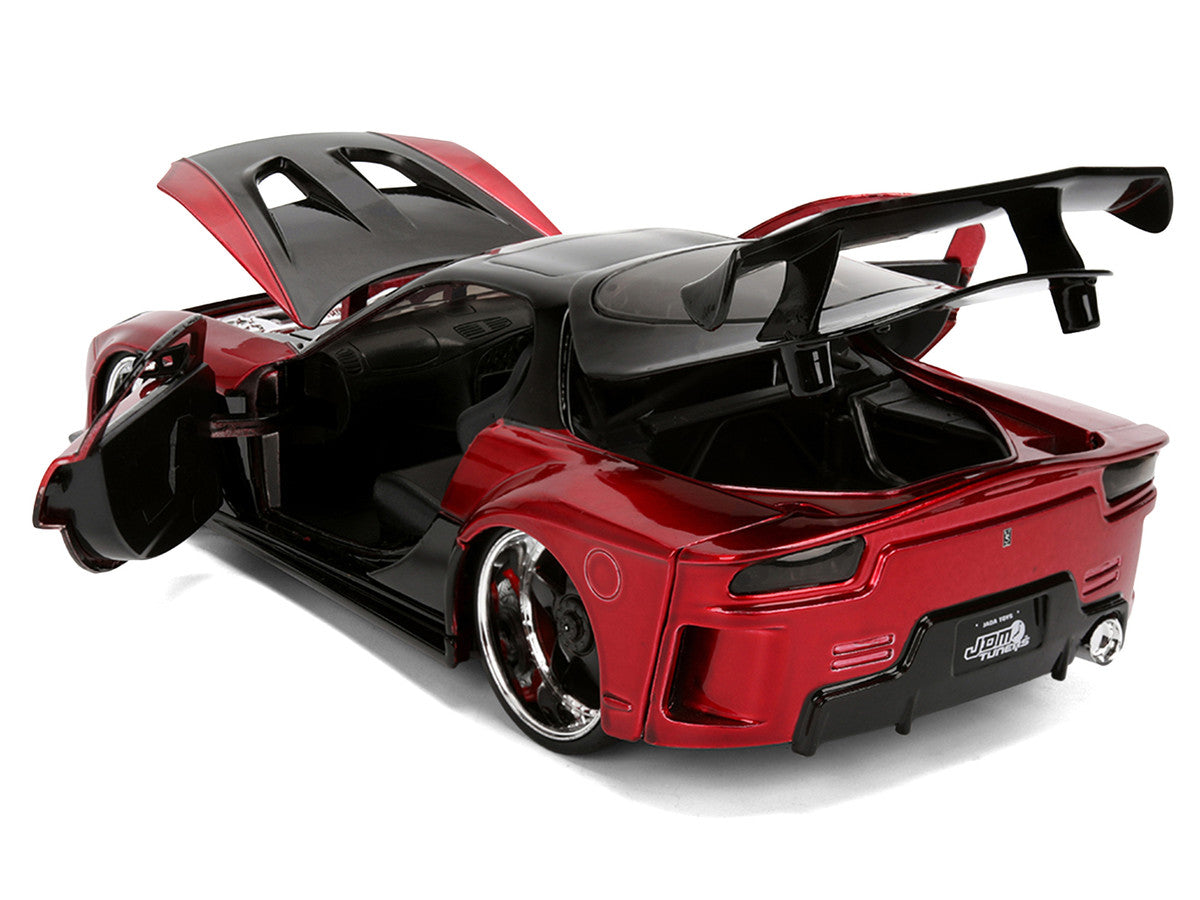 1995 Mazda RX-7 Widebody RHD (Right Hand Drive) "VeilSide" Black and Red Metallic "JDM Tuners" Series 1/24 Diecast Model Car by Jada Jada
