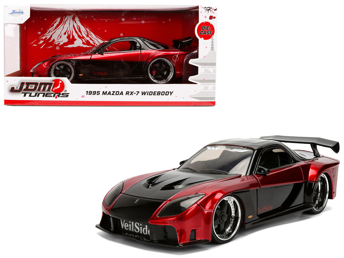 1995 Mazda RX-7 Widebody RHD (Right Hand Drive) "VeilSide" Black and Red Metallic "JDM Tuners" Series 1/24 Diecast Model Car by Jada Jada