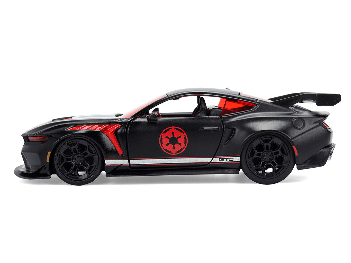 2025 Ford Mustang GTD "Darth Vader" Matt Black with Silver Stripes and Graphics "Star Wars" "Hollywood Rides" Series 1/32 Diecast Car Model by Jada Jada