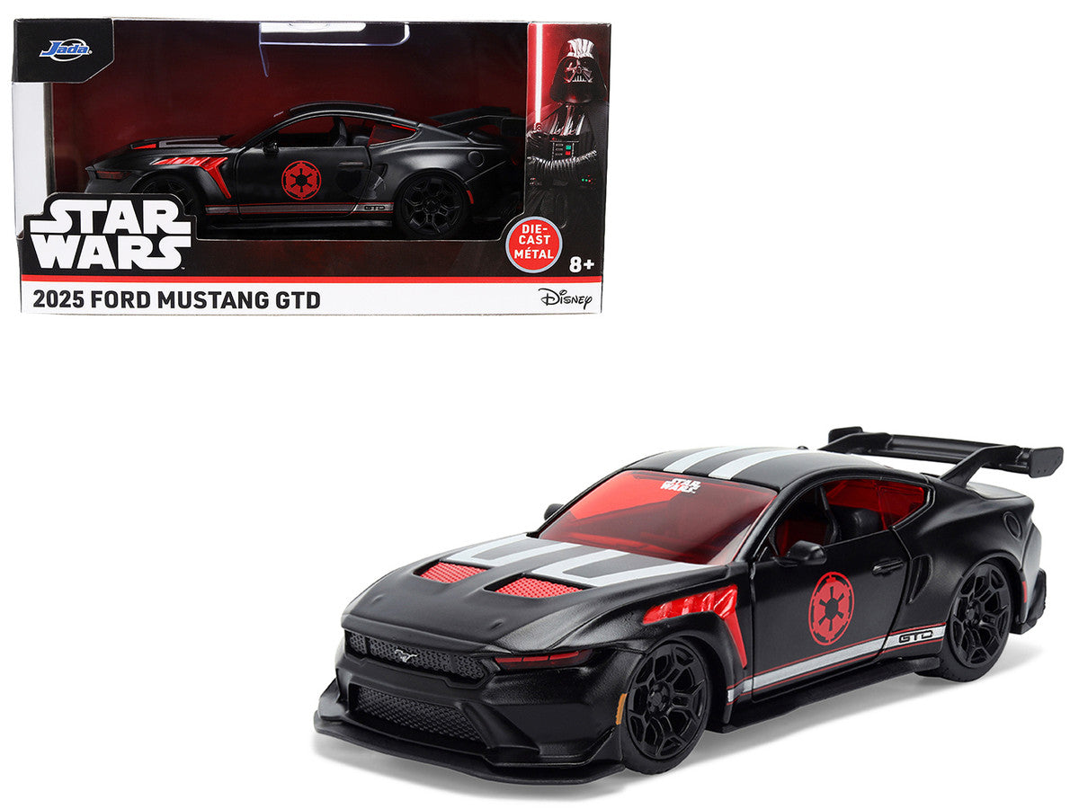 2025 Ford Mustang GTD "Darth Vader" Matt Black with Silver Stripes and Graphics "Star Wars" "Hollywood Rides" Series 1/32 Diecast Car Model by Jada Jada