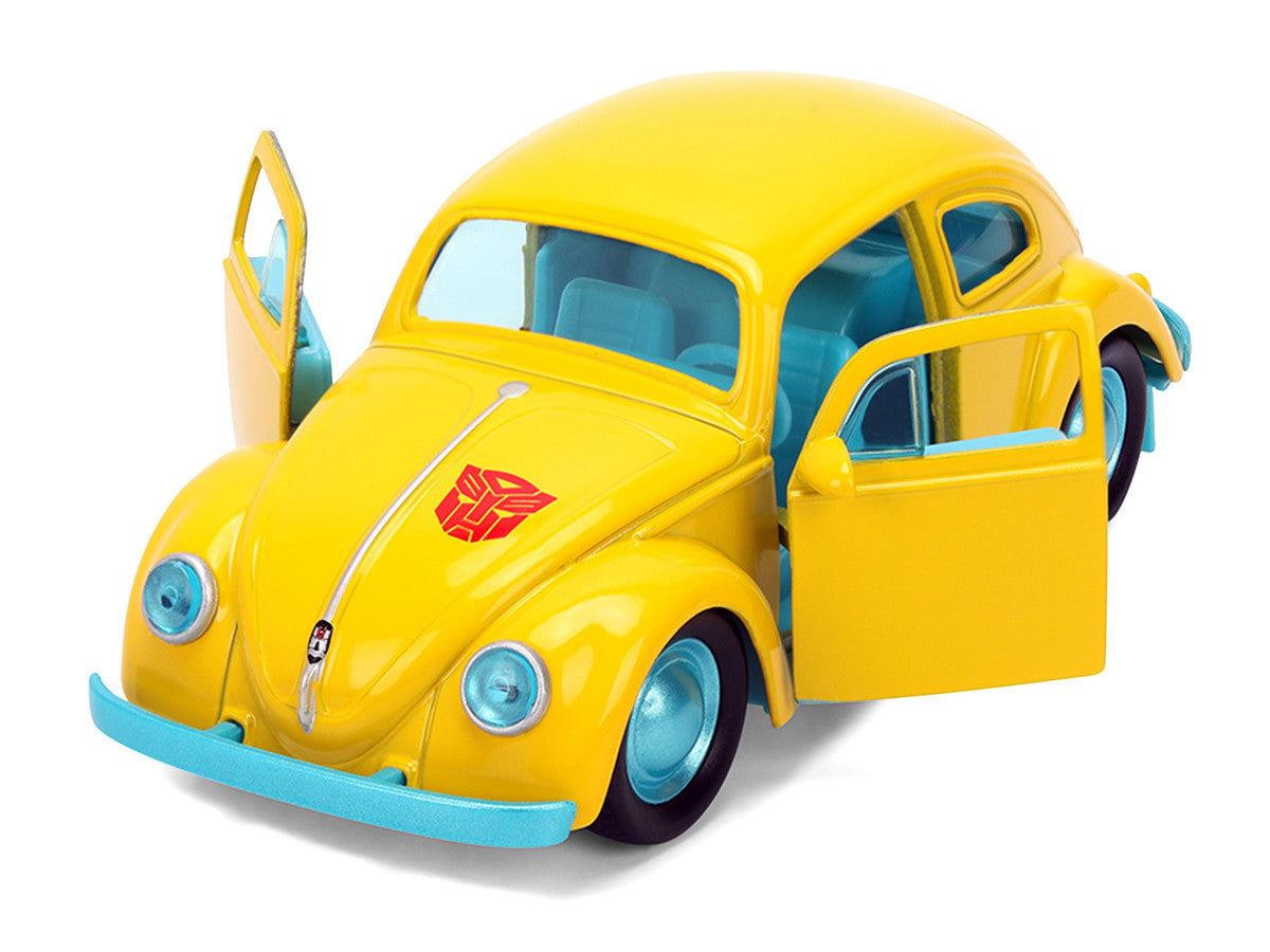 Volkswagen Beetle "Bumblebee" Yellow with Blue Interior "Transformers - Energon Surge" "Hollywood Rides" Series 1/32 Diecast Car Model by Jada Jada