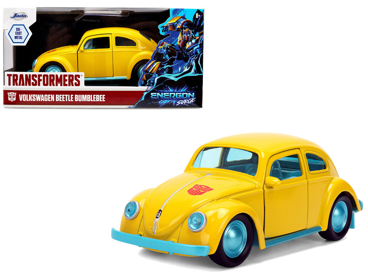 Volkswagen Beetle "Bumblebee" Yellow with Blue Interior "Transformers - Energon Surge" "Hollywood Rides" Series 1/32 Diecast Car Model by Jada Jada