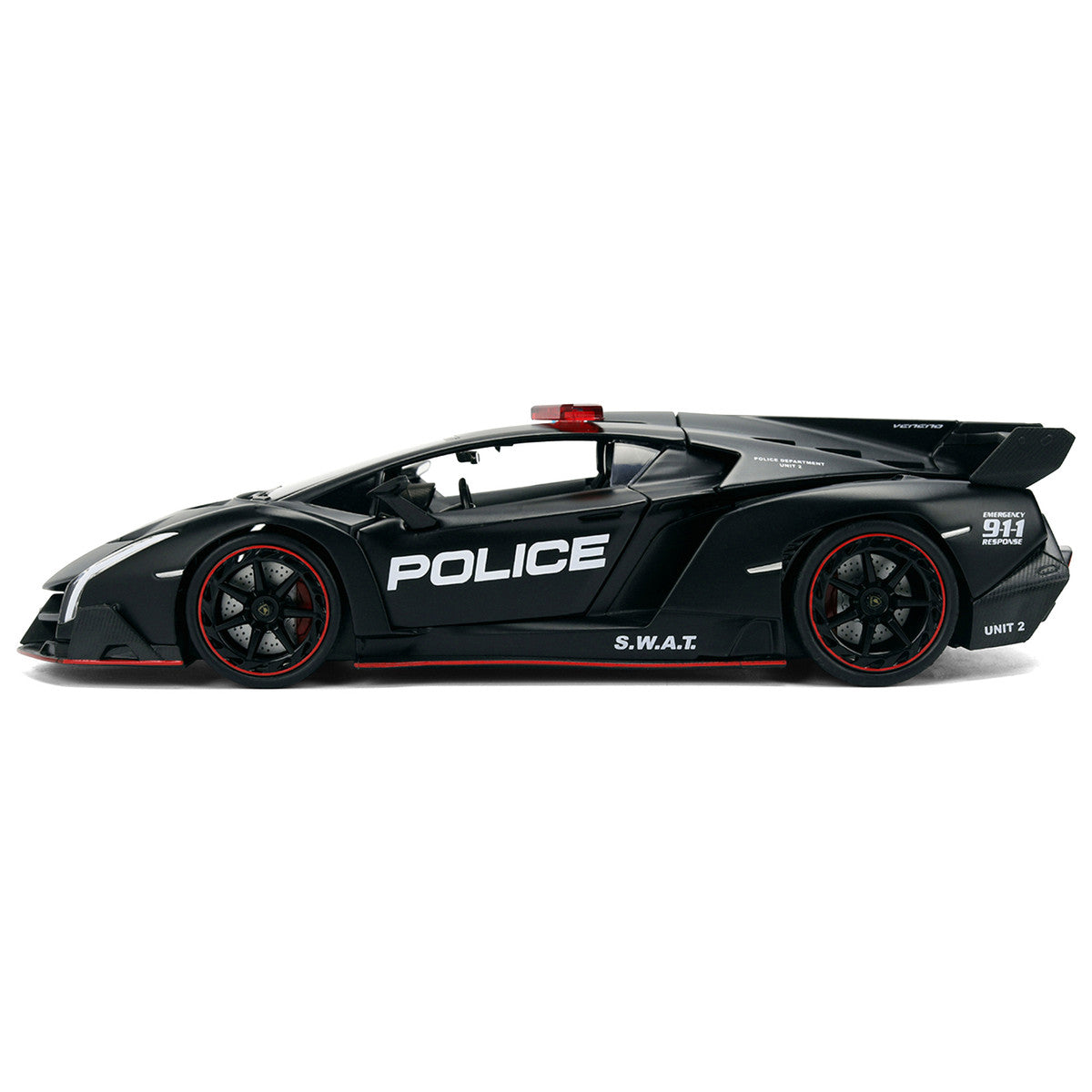 Lamborghini Veneno "Police" Matt Black "Hyper-Spec" Series 1/24 Diecast Model Car by Jada Jada