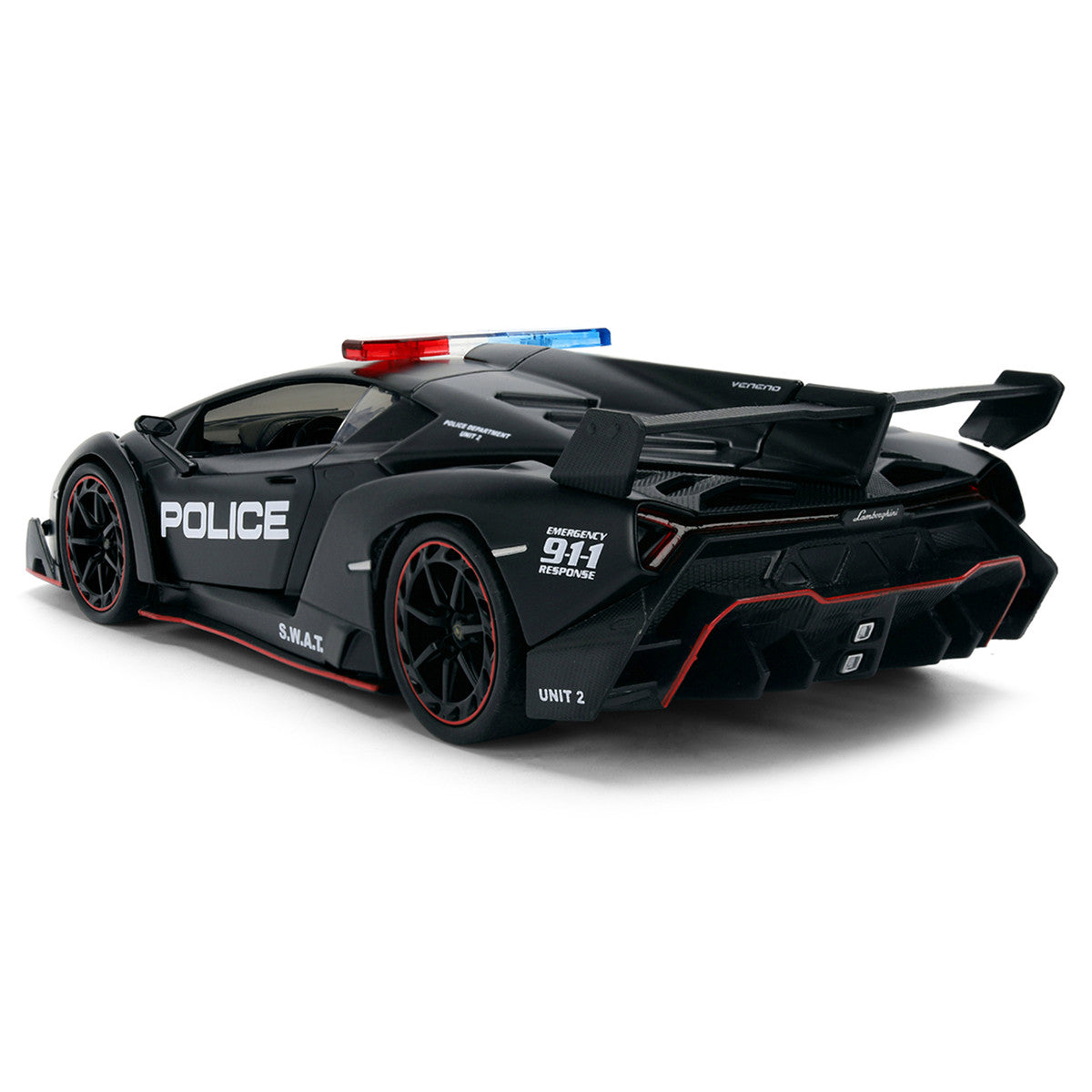 Lamborghini Veneno "Police" Matt Black "Hyper-Spec" Series 1/24 Diecast Model Car by Jada Jada