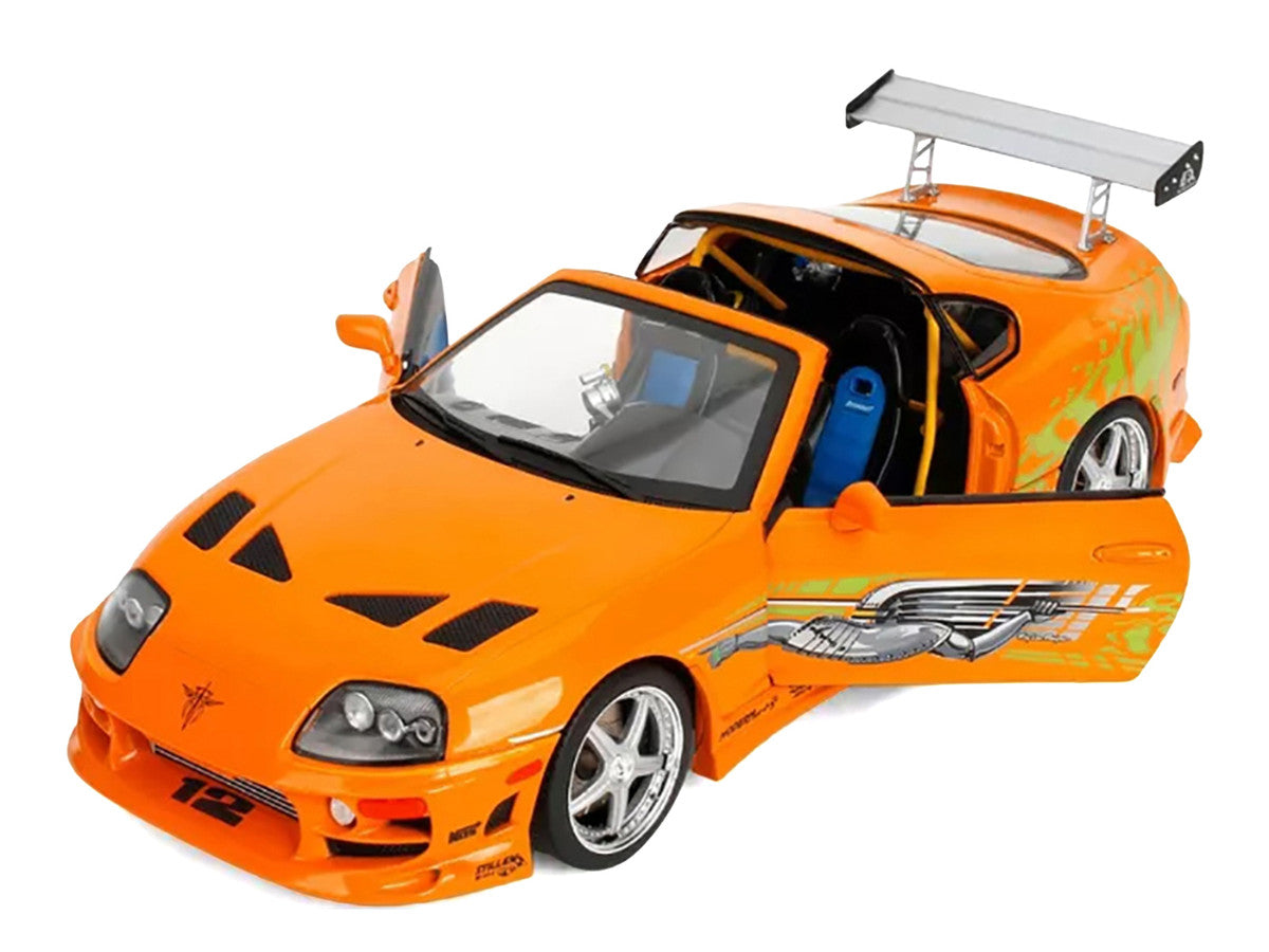 1993 Toyota Supra Orange with Graphics "The Fast and the Furious" (2001) Movie "25 Years of Fast & Furious" Series 1/18 Diecast Model Car by Jada Jada