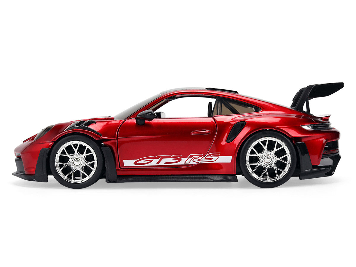 Porsche 911 (992) GT3 RS Red Chrome with Carbon Top and Hood Stripes "Hyper-Spec" Series 1/24 Diecast Model Car by Jada Jada