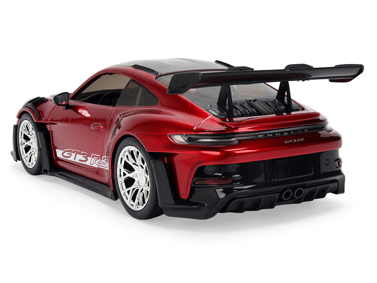 Porsche 911 (992) GT3 RS Red Chrome with Carbon Top and Hood Stripes "Hyper-Spec" Series 1/24 Diecast Model Car by Jada Jada