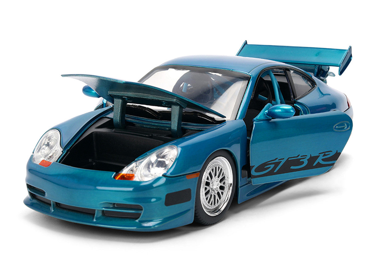 Porsche 911 GT3 RS (996) Blue Color Brush Finish "Fast Five" (2011) Movie "25 Years of Fast & Furious" Series 1/24 Diecast Model Car by Jada Jada