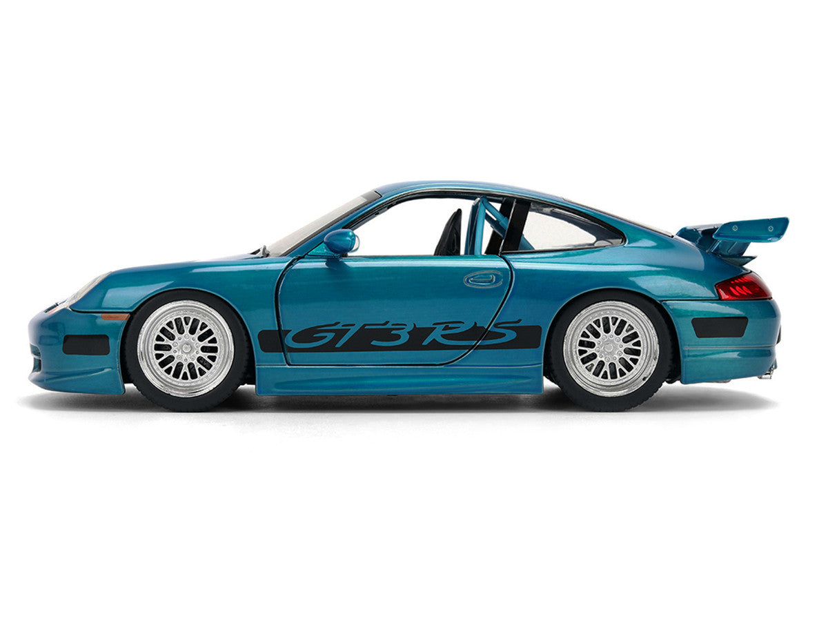 Porsche 911 GT3 RS (996) Blue Color Brush Finish "Fast Five" (2011) Movie "25 Years of Fast & Furious" Series 1/24 Diecast Model Car by Jada Jada