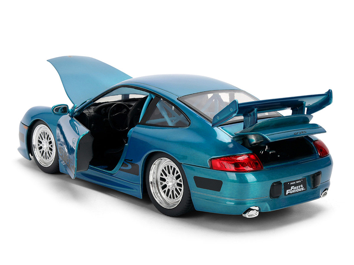 Porsche 911 GT3 RS (996) Blue Color Brush Finish "Fast Five" (2011) Movie "25 Years of Fast & Furious" Series 1/24 Diecast Model Car by Jada Jada