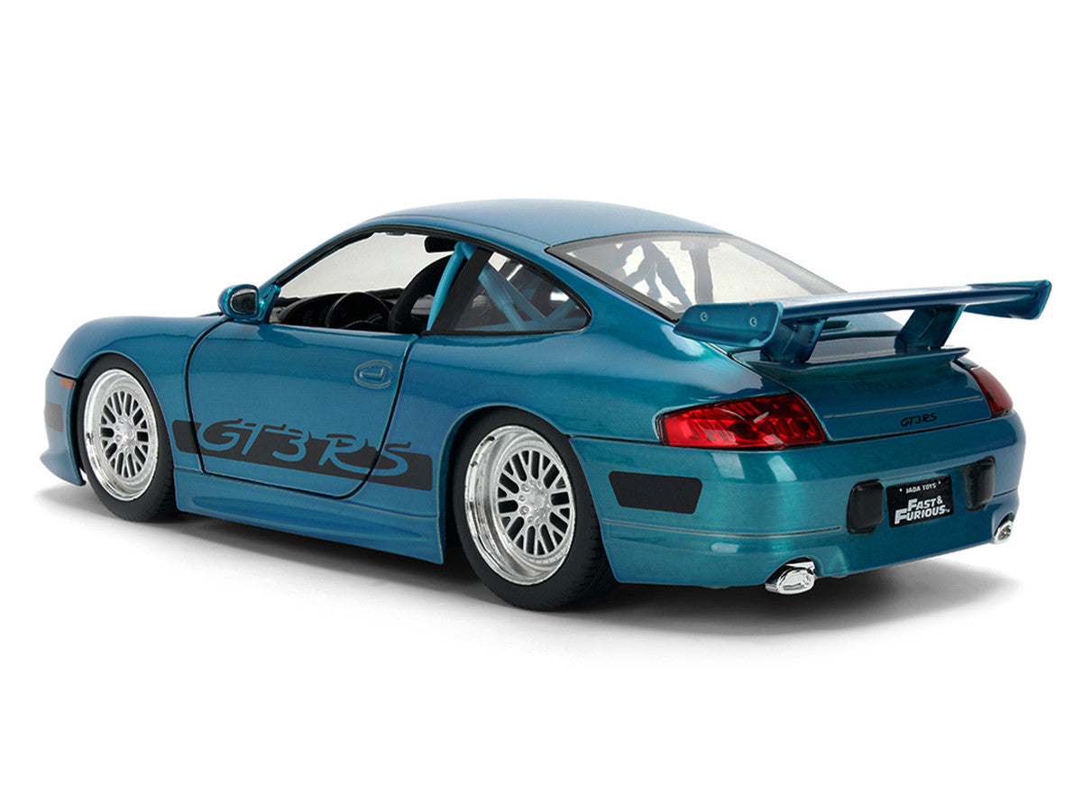 Porsche 911 GT3 RS (996) Blue Color Brush Finish "Fast Five" (2011) Movie "25 Years of Fast & Furious" Series 1/24 Diecast Model Car by Jada Jada