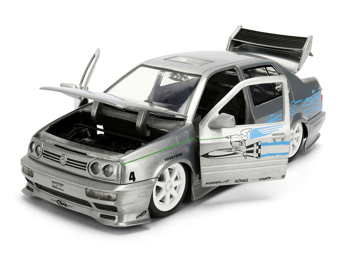Volkswagen Jetta Raw Metal Color Brush Finish "The Fast and the Furious" (2001) Movie "25 Years of Fast & Furious" Series 1/24 Diecast Model Car by Jada Jada