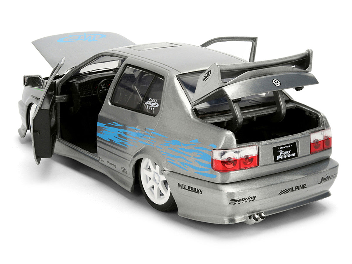 Volkswagen Jetta Raw Metal Color Brush Finish "The Fast and the Furious" (2001) Movie "25 Years of Fast & Furious" Series 1/24 Diecast Model Car by Jada Jada