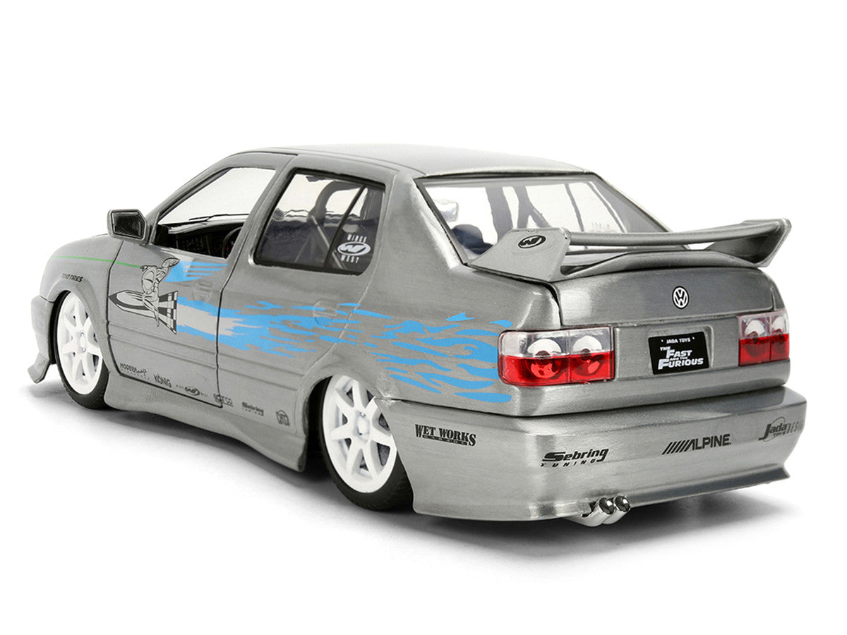 Volkswagen Jetta Raw Metal Color Brush Finish "The Fast and the Furious" (2001) Movie "25 Years of Fast & Furious" Series 1/24 Diecast Model Car by Jada Jada