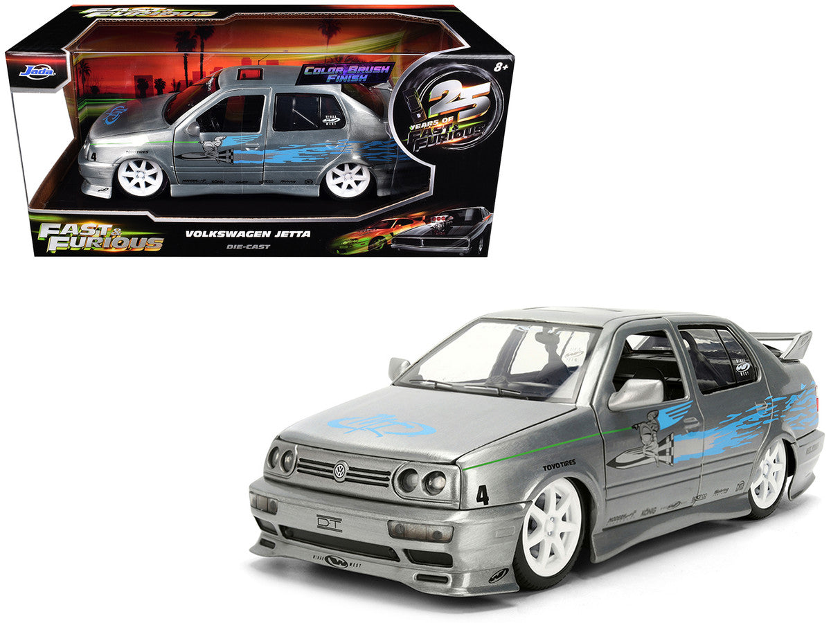 Volkswagen Jetta Raw Metal Color Brush Finish "The Fast and the Furious" (2001) Movie "25 Years of Fast & Furious" Series 1/24 Diecast Model Car by Jada Jada