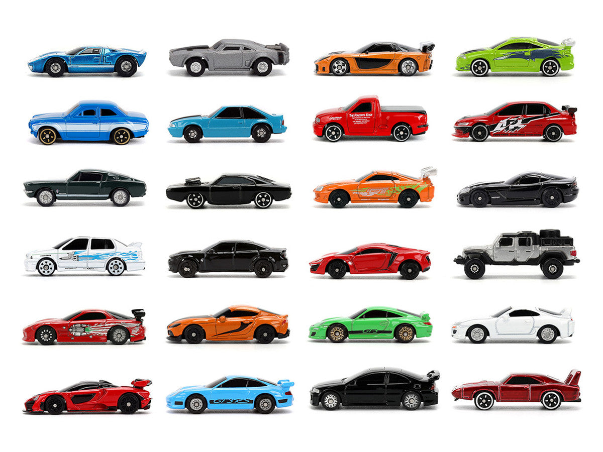 25 Years of Fast & Furious Advent Calendar Set of 24 Nano Cars "Nano Hollywood Rides" Series Diecast Model Cars by Jada Jada