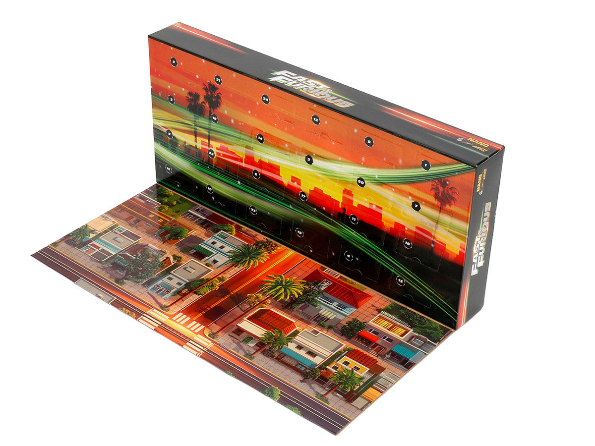 25 Years of Fast & Furious Advent Calendar Set of 24 Nano Cars "Nano Hollywood Rides" Series Diecast Model Cars by Jada Jada
