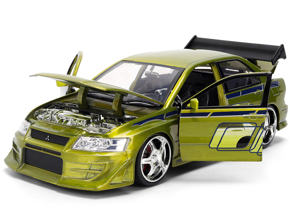 Brian's Mitsubishi Lancer Evolution VII Green Color Brush Finish "2 Fast 2 Furious" (2003) Movie "25 Years of Fast & Furious" Series1/24 Diecast Model Car by Jada Jada