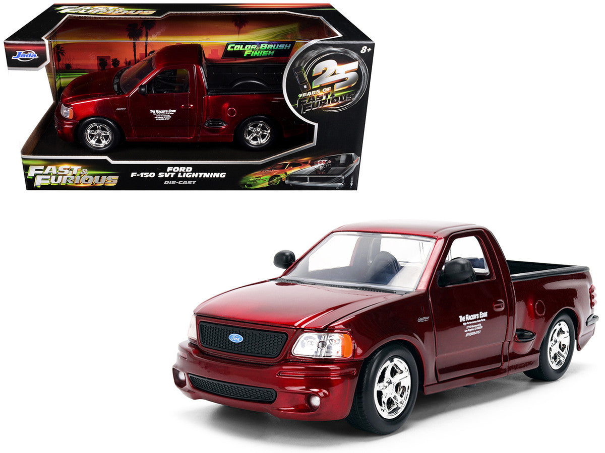 Ford F-150 SVT Lightning Pickup Truck Red Color Brush Finish "The Fast and the Furious" (2001) Movie "25 Years of Fast & Furious" Series 1/24 Diecast Model Car by Jada Jada