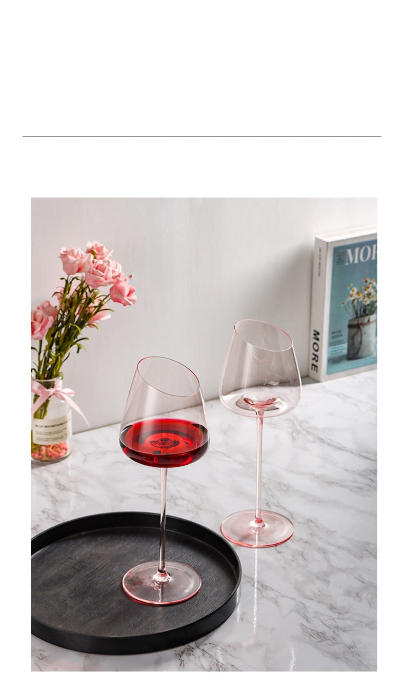 Flamingo Red Wine Oblique Mouth Glass Tall Cup CJD