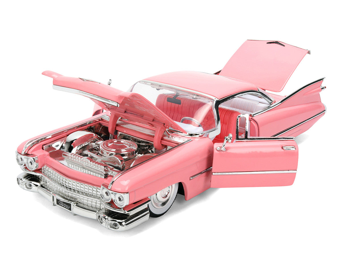1959 Cadillac Coupe DeVille Pink with Pink and White Interior "Showroom Floor" Series 1/24 Diecast Model Car by Jada Jada